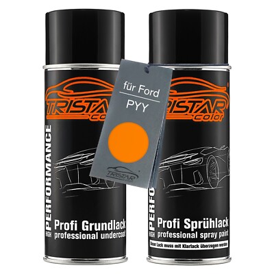 Autolack Spraydosen Set für Ford PYY Electric Orange Perl Grundlack Basislack