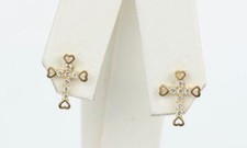 14K Yellow or White Gold Cubic Zirconia Cross Earrings