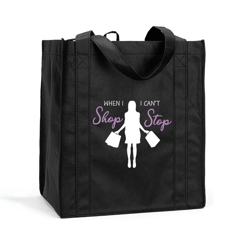 When I Shop I Cant Stop Reusable Grocery Shopping Bag Eco-Friendly Tote