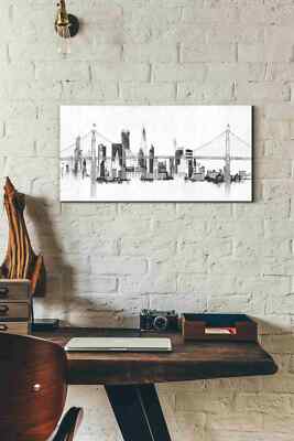 Epic Graffiti ''Bridge And Skyline Silver'' by Avery Tillmon, Giclee Canvas Wall A