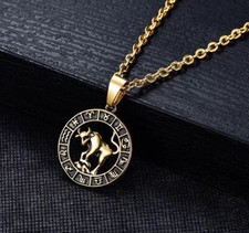 Image of 12 Zodiac Sign Constellations Horoscope Stainless Steel Pendant Necklace Chains