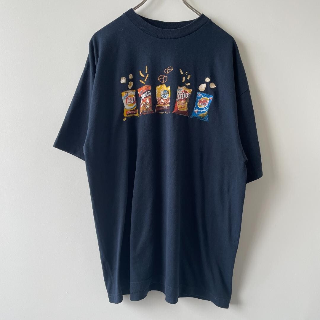 GF227] T-shirt GRAB USA Candy Chips Snacks Promo Navy XL Cartoon 