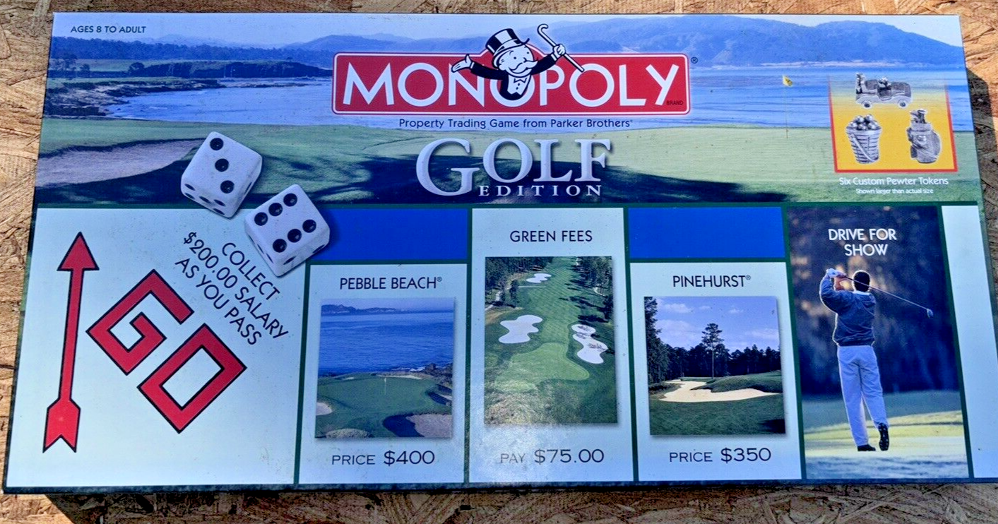 Monopoly Golf Edition Hasbro Board Game Collectible Computer Tokens 2002 Vintage