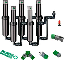 Quick-Snap QSK-745 In-Ground 5-Inch Pop-Up Adjustable Sprinkler 5-Pack With Hose