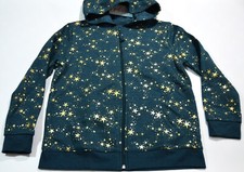 Cat  Jack Girls Youth ZipUp Fleece Hoodie Jacket XXL 18 Plus Teal Green W Stars