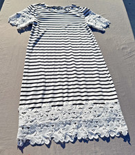 Tommy Hilfiger XS Striped Lace Trim Dress Nautical Preppy Summer