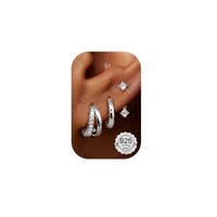 Damen Ohrringe Set Silber 925 Creolen Ohrstecker Gold Hypoallergen Piercing