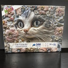 Cat Floral Art 500 Piece Jigsaw Puzzle 50x50 cm Multicolor 500 Pieces
