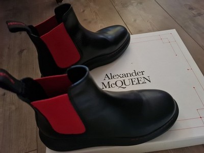 Alexander McQueen  Chelsea Boots Schwarz Rot LEDER w NEU gr.39 TOP Stiefel