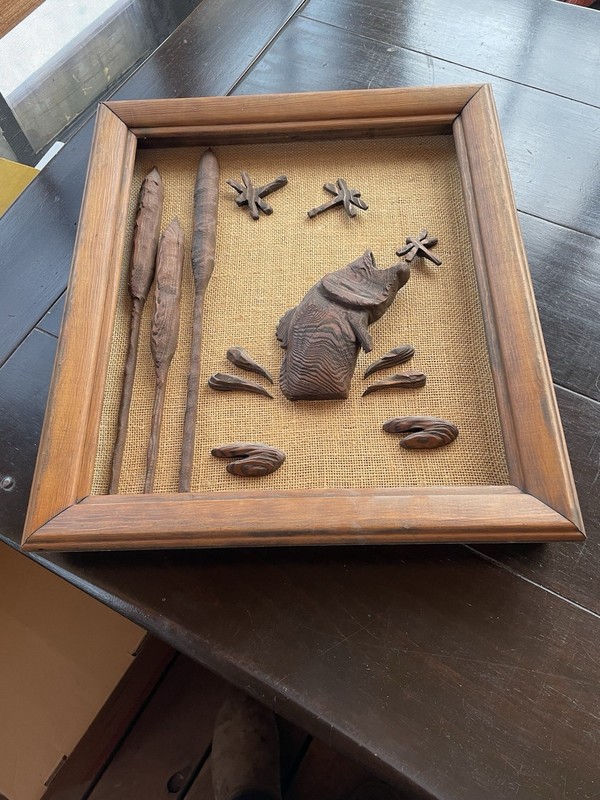 Vintage Witco Style Cryptomeria MCM Framed Fish Picture