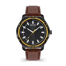Kenneth Cole Reaction Men's Watch With Genuine Brown Leather Strap KRWGA2178202