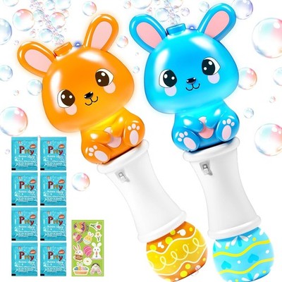 2 Pack Bubble Wands for Kids, Automatic Bubble Blower Machine with Light for Kid