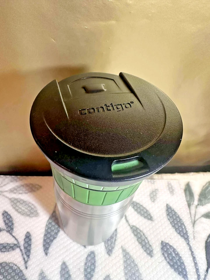 Tazas de viaje deportivas de acero inoxidable Contigo AUTOSEAL - verde a prueba de fugas 14 oz Foto 3 de 4
