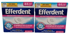 Lot of 2 Efferdent Anti-Bacterial Denture Cleanser 5-in-1 Cleansing 44 Tablets