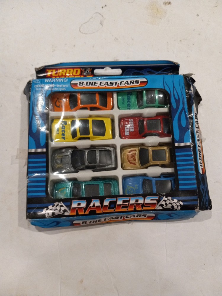 8pc Racing Cars Set Metal DieCast Turbo Wheels  3+ Opened Box Greenbrier Int.