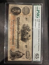 Confederate States $100 1862-63 T-41 PMG 65 Gem Uncirculated