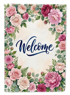 Caroline's Treasures Floral Frame Welcome House Flag FNT1455CHF