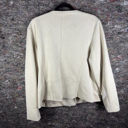 APT 9 Jacket Womens XL Beige Asymmetrical Zip Moto Modern Faux Suede Pockets - Picture 6 of 10