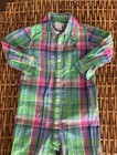 Ralph Lauren Baby Boys Long Sleeve Blue Plaid Logo Coverall Size 9 Months — photo 3