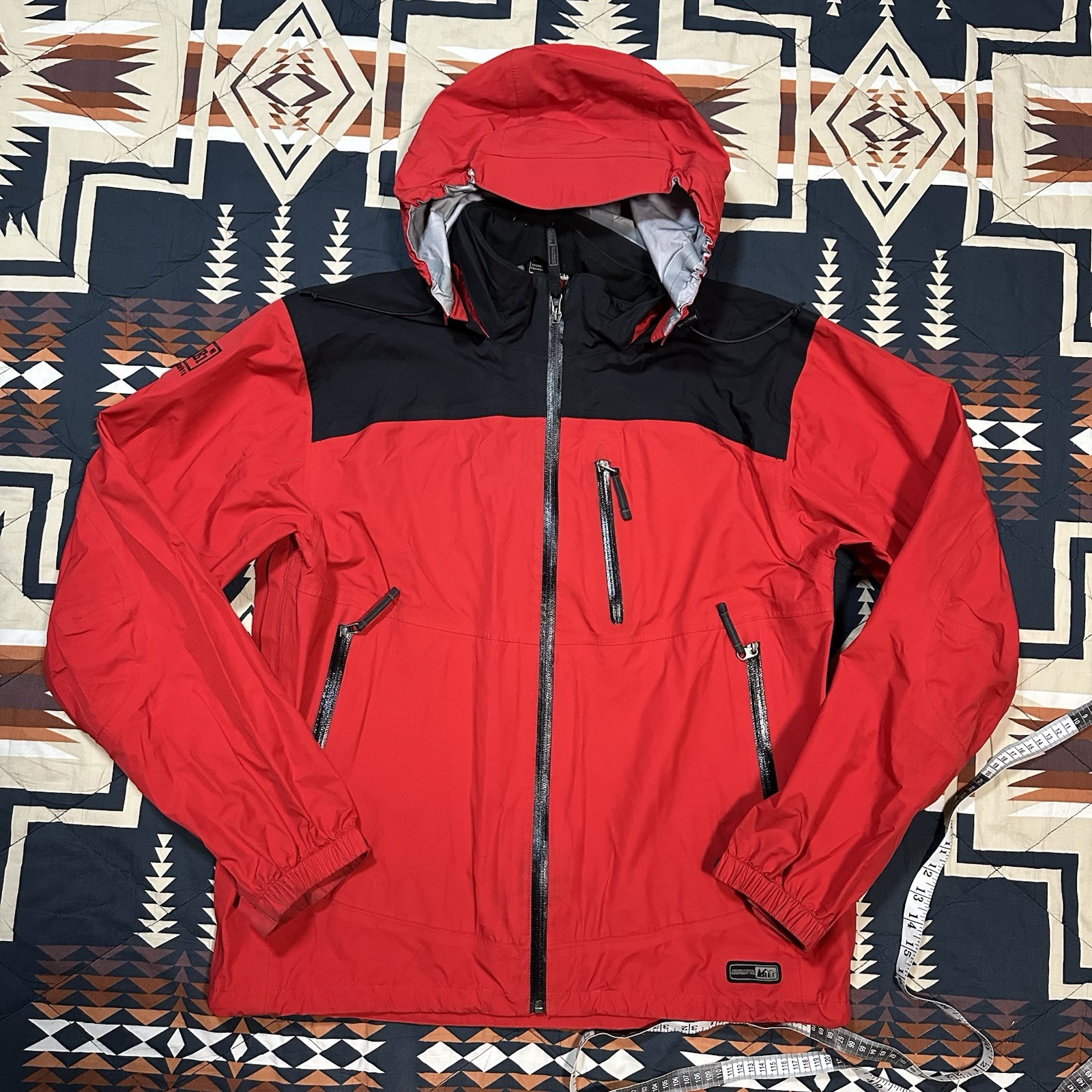 REI E1 Elements Red Rain Jacket Full Zip Hooded W… - image 1