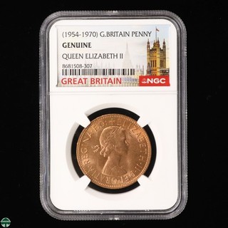 1967 Great Britain Queen Elizabeth II Penny NGC Genuine