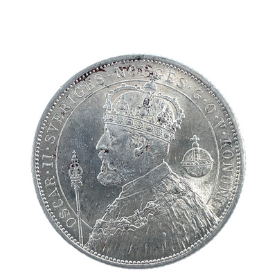 1897 SWEDEN 2 Kronor OSCAR II Jubilee  BU-Unc .800 Silver Coin KM #763