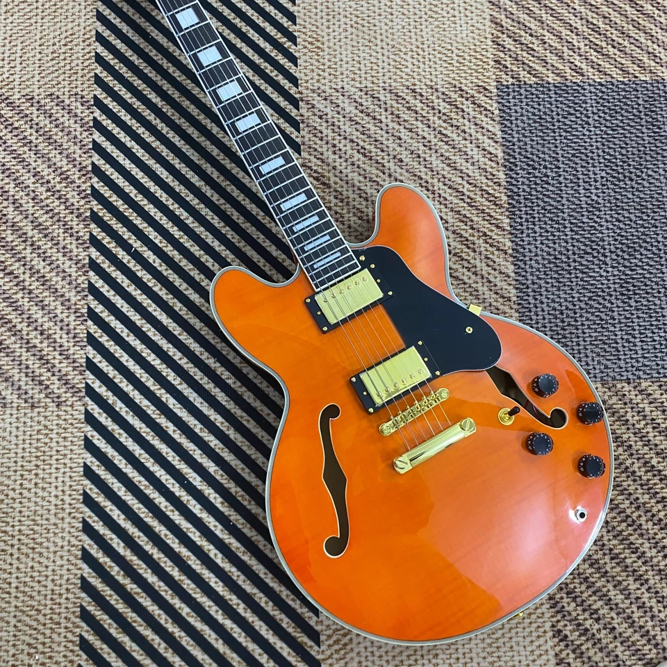 ES-335 Electric Guitar Semi Hollow Body Vitality Orange Color flame maple top - Image 2 of 4
