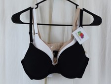 Fruit of the Loom 3 PACK Womens Smooth Bra Ultra-Soft Black/White/Beige Size 36B