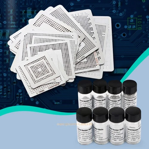 21Pcs Heated Directly Reballing Stencils+8Pcs 25K Solder Balls for BGA DIY