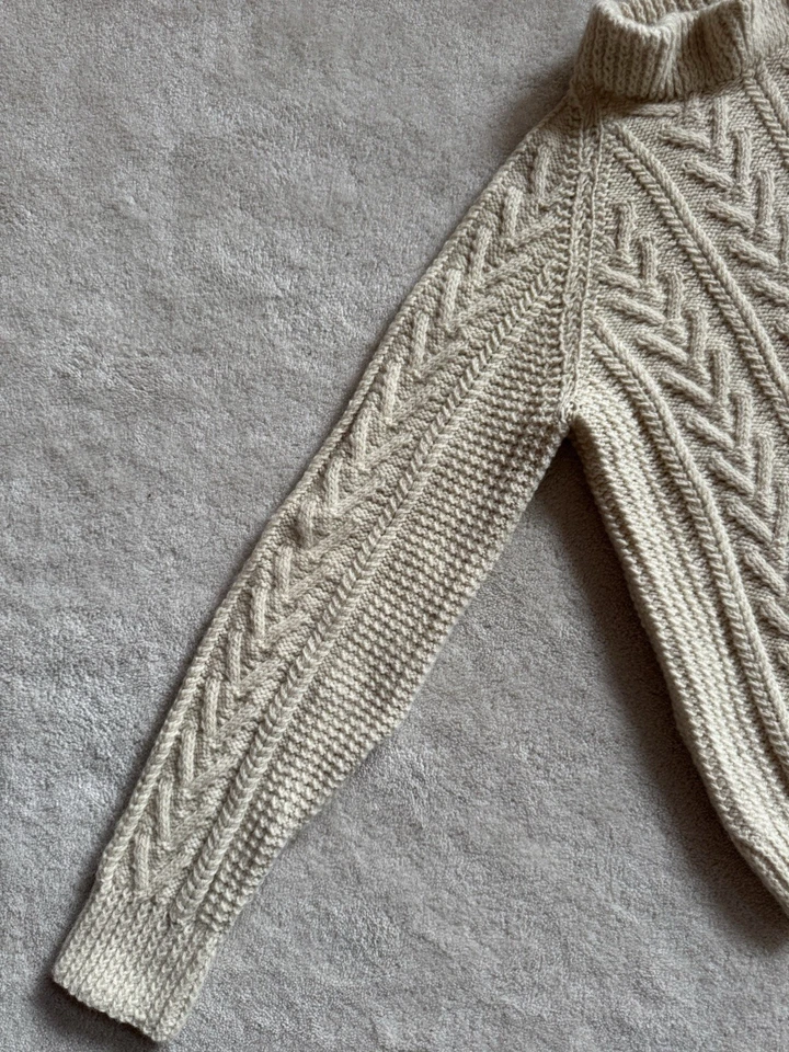 Suéter clásico de pescador irlandés falso cuello alto para hombre mediano vintage Foto 3 de 4