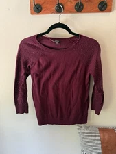 Apt 9 Burgundy Sweater Blouse With Black Metal Sleeve Embellishment PXS