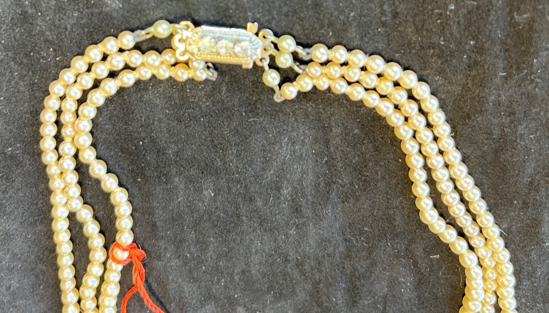 Vintage Mamacor's Pearl Beads Necklace Triple Strand 18" Balearic Islands Spain