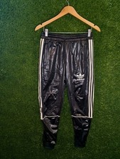 Adidas Originals Chile 20 Pantaloni da Pista Lucidi Wet Look Nero Argento Uomo Small