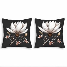 Set of 2 18x18in Throw Pillow Covers - Elegant Floral Design