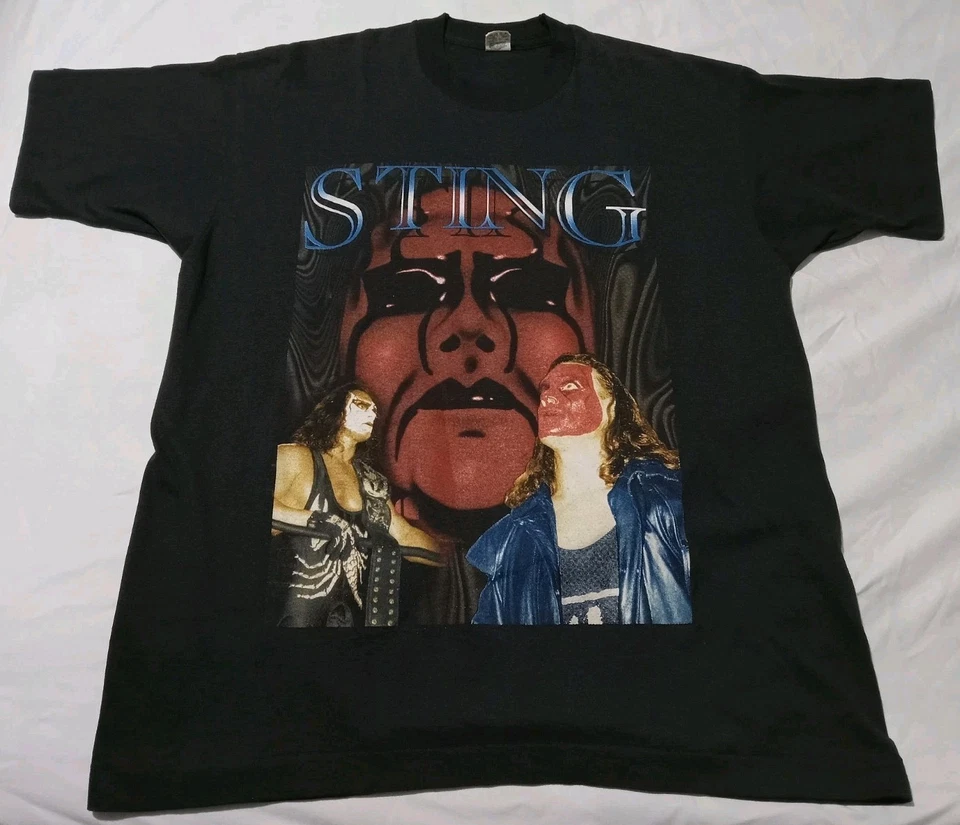 Vintage 90s Sting NWO Wrestling T-shirt Sz L Screen Stars Original Made In USA - Image 2 of 4