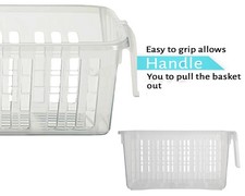 CLEAR PLASTIC STORAGE HANDY BASKET CADDY WITH HANDLE KITCHEN OFFICE TIDY SET NEW
