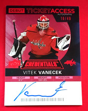 2020-21 VITEK VANECEK 10/49 Debut Ticket Access Auto Capitals Credentials