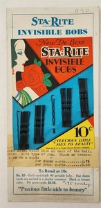 1931 vintage STA-RITE INVISIBLE BOBS art deco HAIRPINS on DISPLAY CARD unused!
