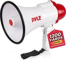 Pyle 30W Megaphone Speaker with Microphone, Loud Bullhorn Megaphones with Siren