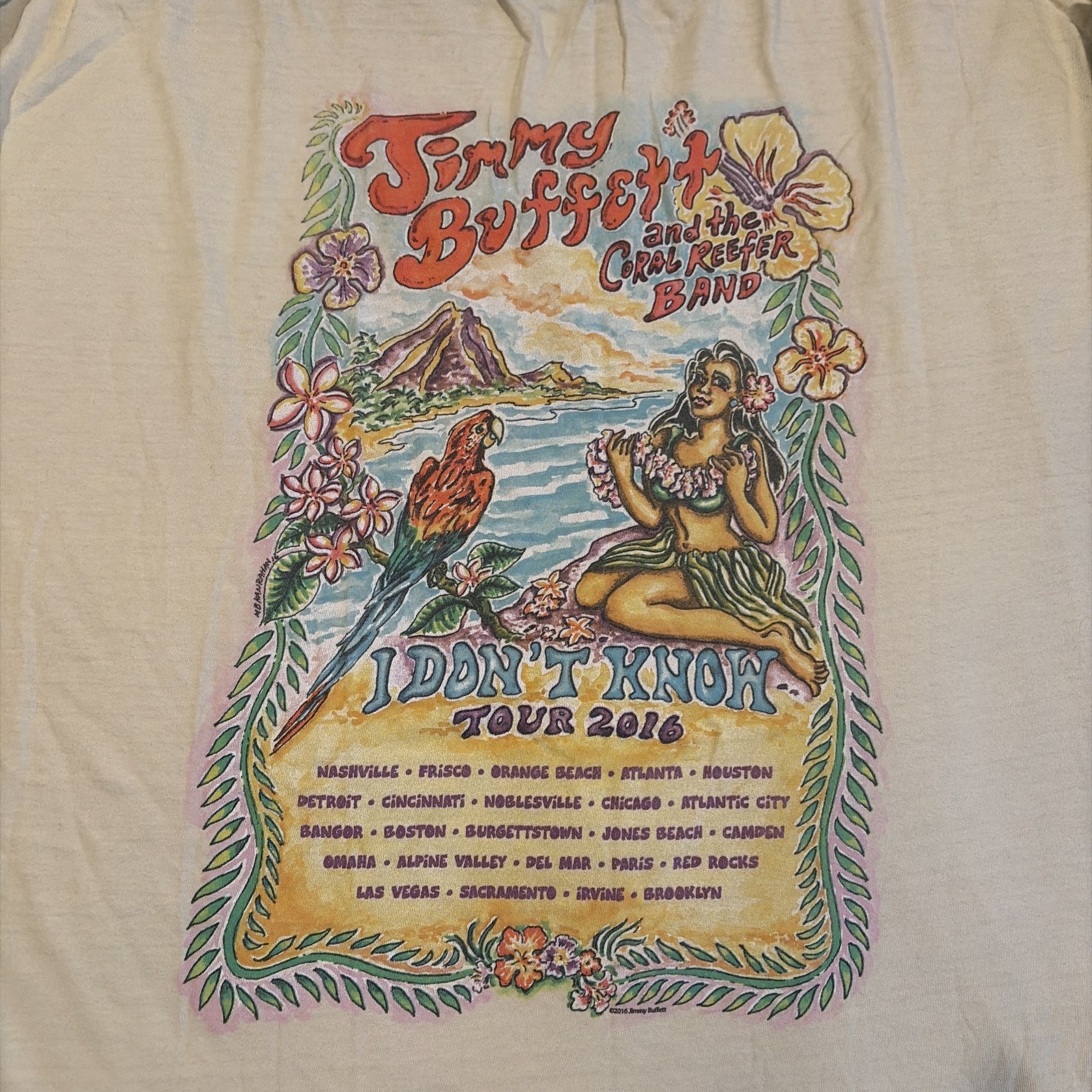 RARE- Jimmy Buffet- “I Don’t Know” - 2016 Concert Tour Long Sleeve T Shirt - XXL image 5