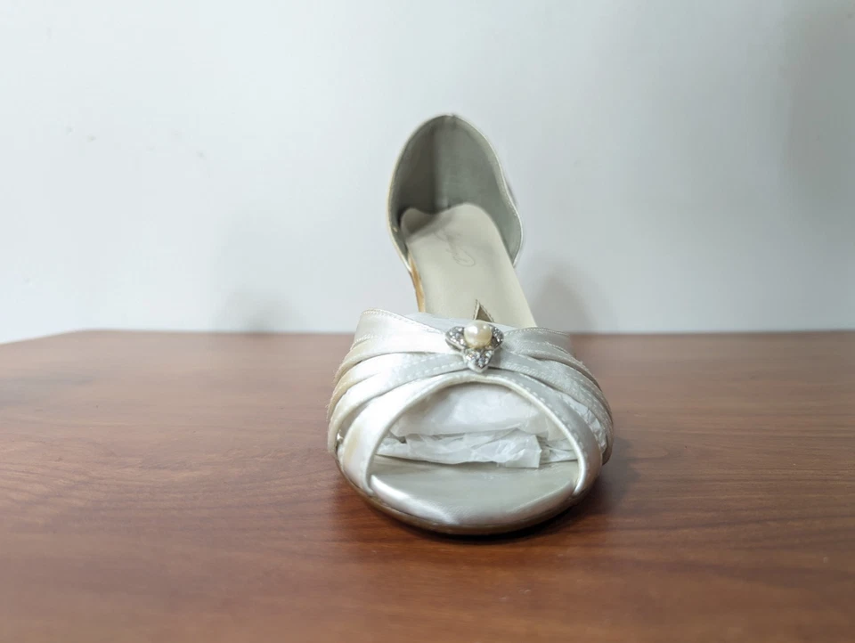 Michaelangelo Blanco Satinado Puntera Abierta JOYAS PERLAS Zapatos Boda Novia 'Macy' 9W Foto 3 de 4