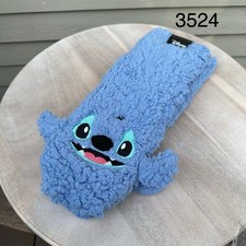 Disney Stitch Big Sherpa Cozy Crew Slipper Socks Blue 3D Ears New 20784344
