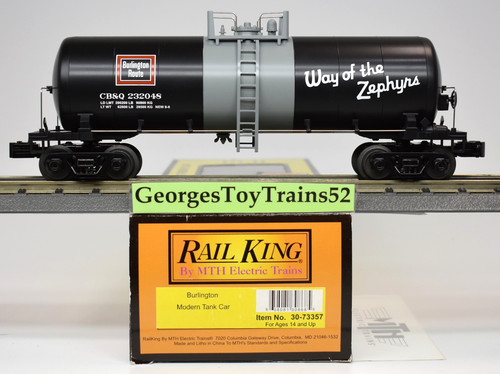 MTH RAILKING 3-RAIL O #232048 CB&Q Burlington Route moderno vagón cisterna 30-73357 nuevo en caja | Condition: New