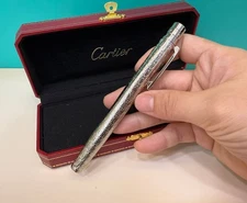 Cartier Santos Silver Trim Rollerball Pen Luxury Writing Instrument - Full Box