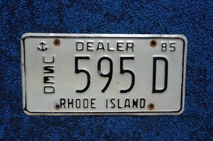 1985 Rhode Island DEALER License Plate