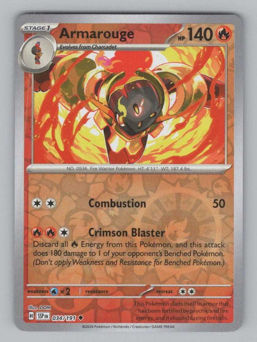 Armarouge 034/191 Uncommon Surging Sparks Pokemon Reverse Holo NM