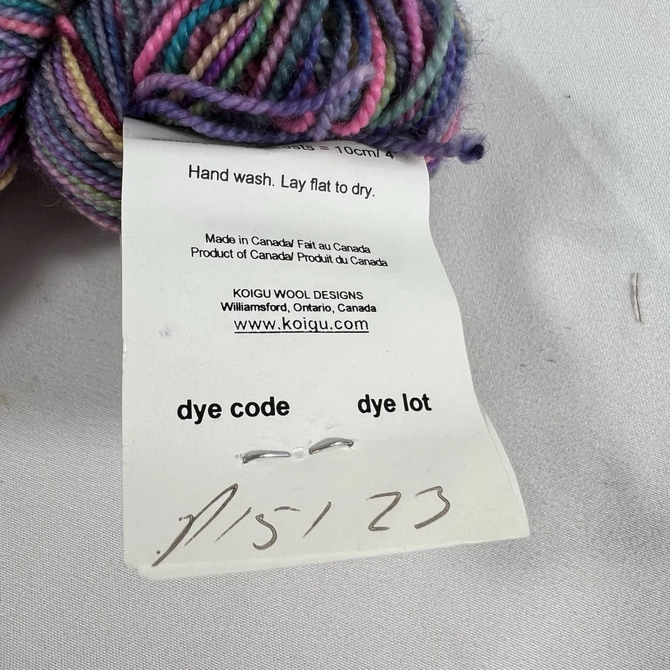 Шерстяная пряжа мериноса Koigu KPPPM лот из 2 мотков 102 г 357 ярдов с ручной росписью 151/23 - Изображение 2 из 4