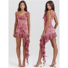 House of CB Lyrah Pink Print Ruffle Mini Dress XL L+ Sold Out