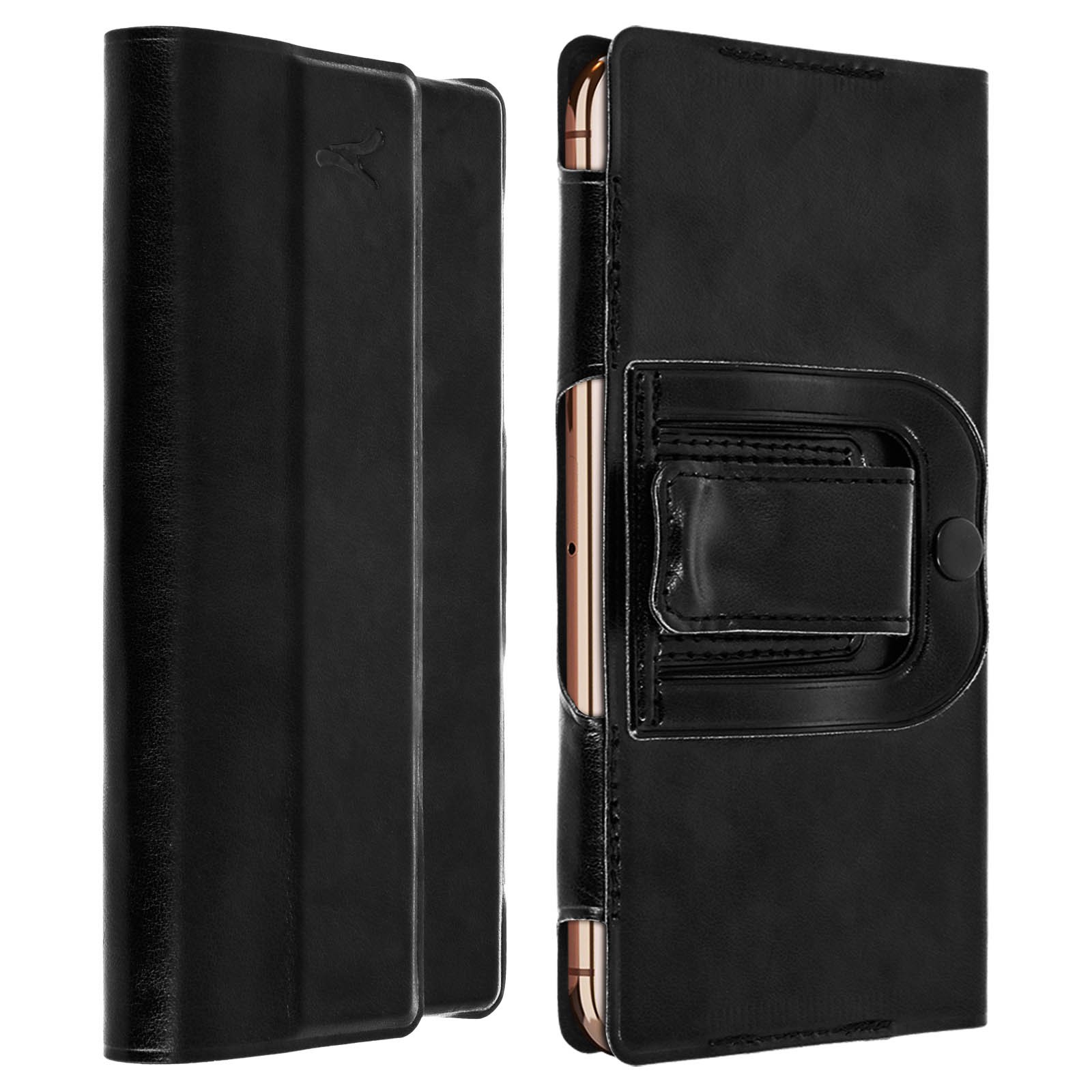 Étui ceinture universel XXL Akashi élégance et protection cuir noir pour smartphone grand format