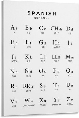 Spanish Alphabet Poster Language Learning Chart Classroom Wall Art Decor